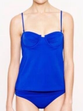 J.Crew NWT Swimsuits Ruched Underwire Swing Top Byzantine Blue size 0